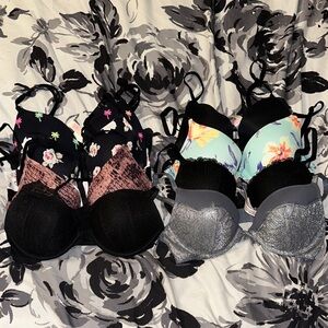 Victoria's Secret Black, Silver, and Floral Bras